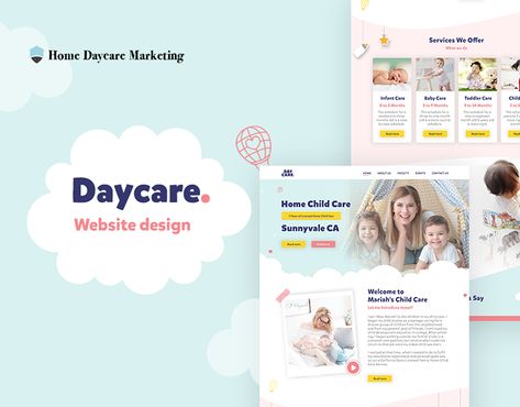 Childcare Website, Web Design Websites, Ui Design Website, Home Daycare, Web Design Graphic, Branding Website, School Website, Branding Website Design, Salou