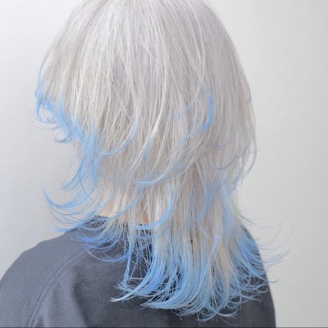 Blue And White Hair, Jellyfish Haircut, Dyed Hair Inspiration, Pretty Hair Color, Dye My Hair, Short Hair Haircuts, Hair Dye Colors, Hair Reference, Hair Inspiration Color