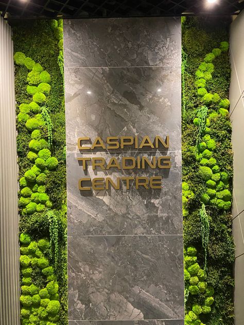 Office Green Wall, Green Wall Design, Massage Therapy Rooms, Lobby Ideas, Corporate Office Design, Flower Wall Backdrop, Spa Inspiration, Moss Wall, Therapy Room