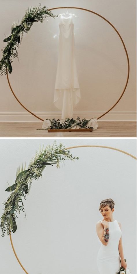 Wedding Arch Tulle Simple, Wedding Arch No Flowers Simple, Simple Wedding Alter Ideas Indoor, Gold Wedding Arch Ideas, Wedding Arch Minimalist, Asymmetrical Wedding Arch, Simple Arch Wedding, Wedding Arch No Flowers, Unique Wedding Arch Ideas