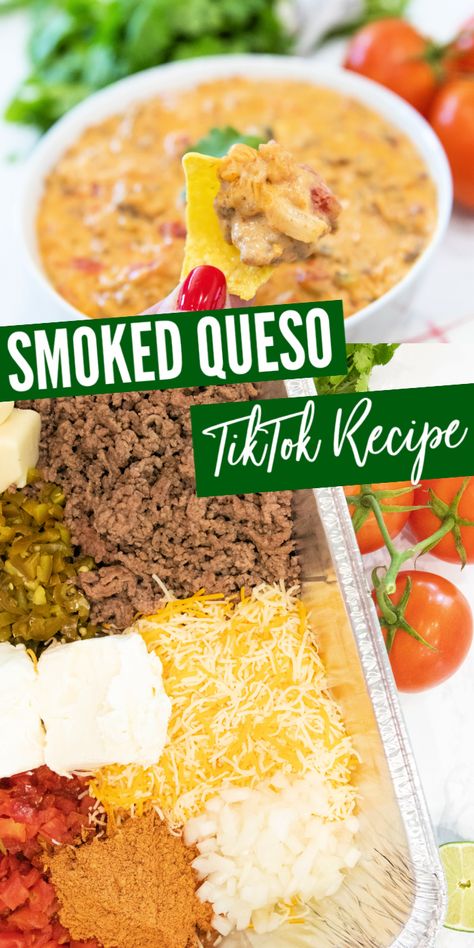 Cheese Dip On Grill, Queso Recipe With Meat, Loaded Queso Dip, Loaded Queso, Chili Con Queso Dip, Cheesy Queso Dip, Homemade Cheese Dip, Recipes With Velveeta Cheese, Smoked Queso