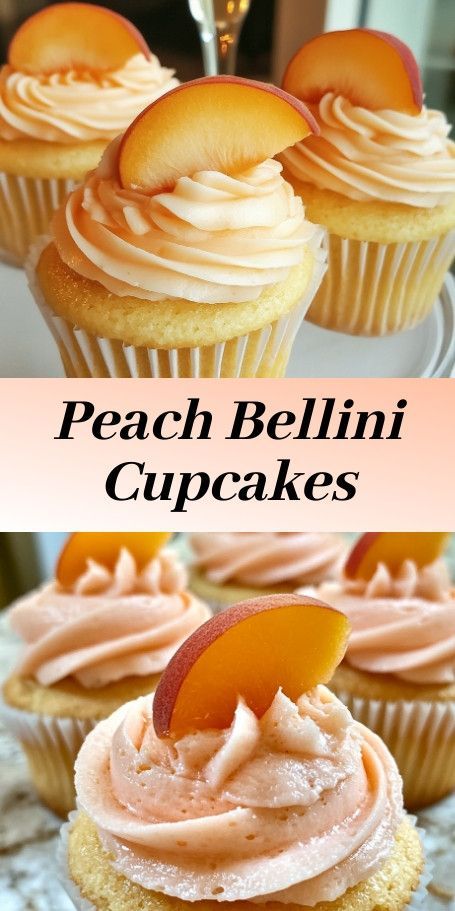 Peach Bellini Cupcakes: Light and airy cupcakes infused with champagne, filled with a luscious champagne pastry cream, and topped with a delightful swirl of peach buttercream. Perfect for celebrations or a festive brunch! #PeachBelliniCupcakes #ChampagneDesserts #CupcakeLovers #PeachPerfection #BakingInspiration #ButtercreamDreams #FluffyCupcakes #FruitDesserts #BrunchDesserts #DeliciousBakes Recipe For 12 Cupcakes, Peach Buttercream, Edible Gold Glitter, Infused Cupcakes, Fluffy Cupcakes, Elegant Cupcakes, Cupcakes Filled, Champagne Cupcakes, Brunch Desserts