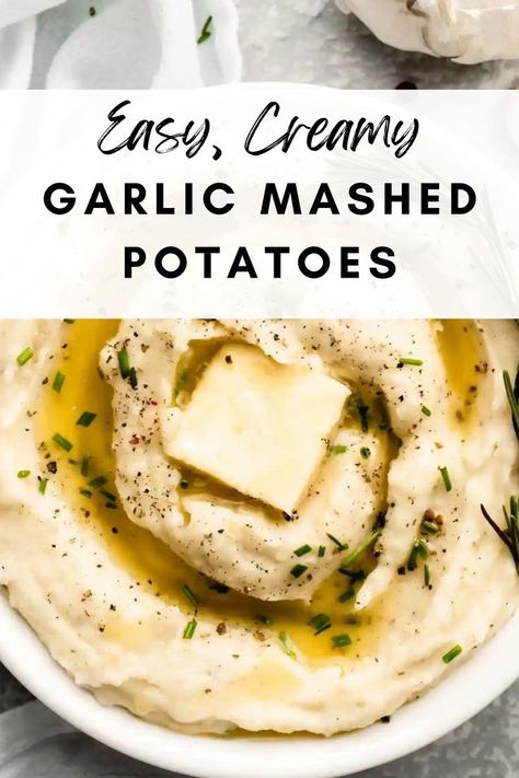 These garlic mashed potatoes are unbelievable easy! Garlic mashed potatoes are made easy by boiling the garlic with the potatoes! Butter, cream, and garlic cream cheese is added for extra garlic goodness. These super easy Garlic Mashed Potatoes, will have you saying good-bye to ordinary mashed potatoes! They truly make for the easiest, most delicious garlic mashed potatoes ever! Easy Garlic Mashed Potatoes, Best Garlic Mashed Potatoes, Garlic Mashed Potatoes Easy, Garlic Parmesan Mashed Potatoes, Creamy Garlic Mashed Potatoes, Garlic Mashed Potatoes Recipe, Butter Mashed Potatoes, Parmesan Mashed Potatoes, Roasted Garlic Mashed Potatoes