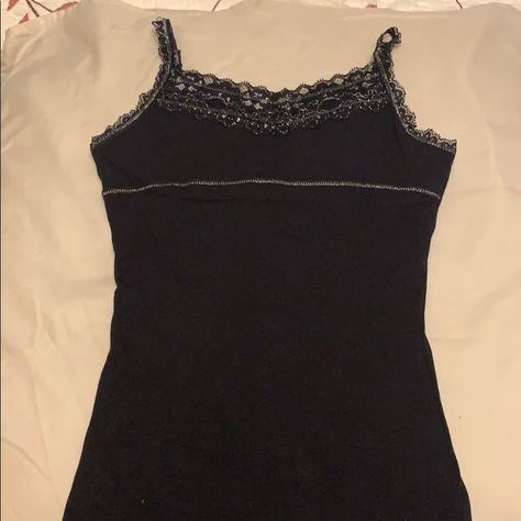 Never Worn Black Tank Top With Beautiful Detailing. Dream Clothes T-shirts & Tank Tops, Aesthetic Clothes Emo, Black Tank Top Outfit, Black Tank Tops Outfit, Grunge Tank Top, Black Tanktop, Thrift Ideas, Visual Archive, Cheap Tank Tops