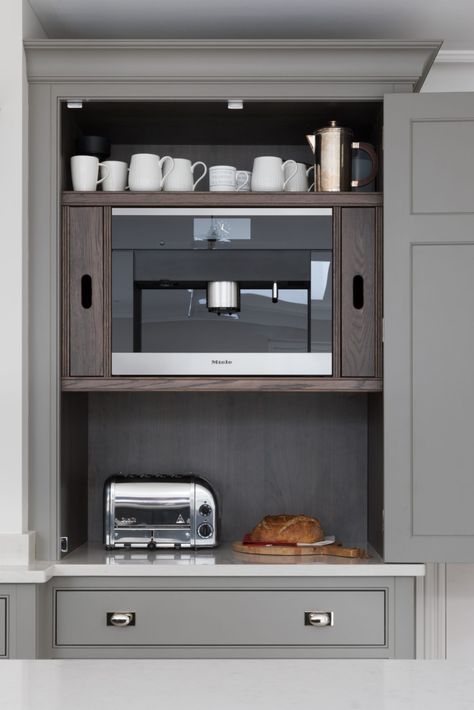 Miele Coffee Machine, Miele Kitchen, Humphrey Munson, Built In Coffee Maker, Open Plan Kitchen Living Room, Coffee Bars In Kitchen, Coffee Bars, Coffee Corner, Contemporary Kitchen Design