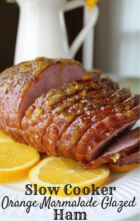 Slow Cooker Orange Marmalade Glazed Ham #ad #ResetTheTable @HatfieldMeats Orange Marmalade Glazed Ham, Ham Crockpot, Spiral Ham, Slow Cooker Ham, Crockpot Ham, Crockpot Ideas, Easy Ham, Holiday Ham, Noodle Recipe