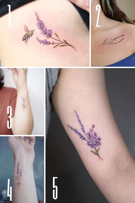 Lavender And Flower Tattoo, Lavender Tattoo Watercolor, Violet And Lavender Flower Tattoo, Lavender Flowers Tattoo, Lavender Eucalyptus Tattoo, English Lavender Tattoo, French Lavender Tattoo, Lavender Tatoos Ideas, Lavender And Butterfly Tattoo