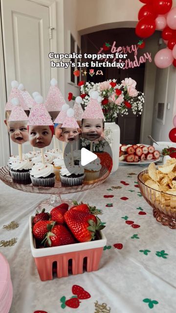 𝐊 𝐀 𝐓 𝐘 on Instagram: "My absolute favorite part of my baby’s birthday decor 🥹🍓✨  • • #firstbirthday #firstbirthdayparty #firstbirthdayideas #firstbirthdaydecor #firstbirthdaytheme #berry1stbirthday #berryfirstbirthday #sahm #firsttimemom #momsofinstagram #momsofig #sahmomlife #birthdaydecor #birthdaydecoration #cupcaketoppers #birthdaydiy #birthdaycrafts" Berry Birthday, Berry Cupcakes, Twins 1st Birthdays, Birthday Crafts, April 1st, Birthday Diy, Birthday Decor, Cupcake Muffins, Baby Birthday