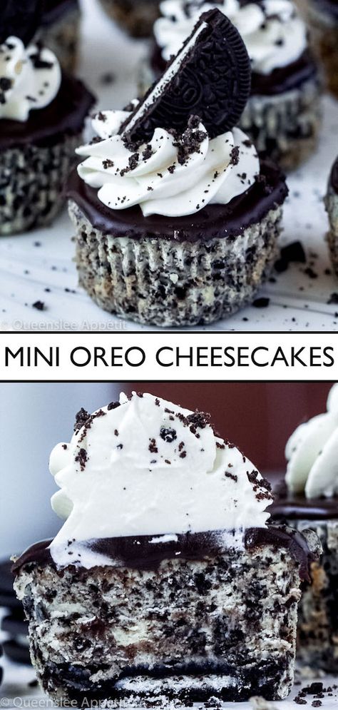 Cream Cheesecake Filling, Creamy Cookies, Cupcakes Oreo, Mini Oreo Cheesecake, Oreo Fluff, Oreo Cheesecake Recipes, Cookies And Cream Cheesecake, Cheesecake Brownie, Mini Cheesecake Recipes