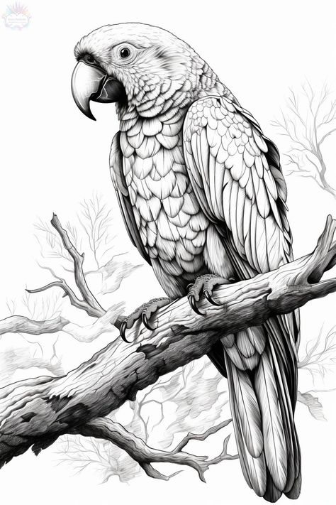 Macaw Parrot Drawing Easy, African Grey Parrot Drawing, Parrot Sketch, Tattoo Art Drawings Sketches, Animal Sketches Easy, Drawings Of Birds, Pet Tattoo Ideas, Bird Pencil Drawing, Parrot Drawing