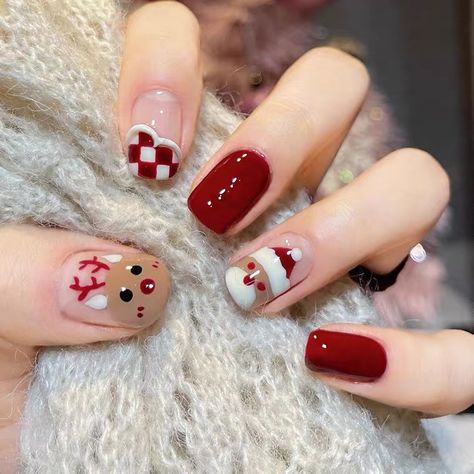 Festive Nail Designs, Cute Christmas Nails, Nagel Tips, Holiday Nail Art, Christmas Nails Acrylic, Nail Forms, Nails Tips, Kawaii Nails, Xmas Nails