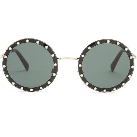 Valentino Crystal-embellished round-frame metal sunglasses (1.360 RON) ❤ liked on Polyvore featuring accessories, eyewear, sunglasses, black, round metal frame glasses, round metal frame sunglasses, tortoiseshell sunglasses, round lens sunglasses and valentino sunglasses Valentino Glasses, Elegant Sunglasses, Round Frame Glasses, Round Lens Sunglasses, 23 Fashion, Valentino Sunglasses, Tortoise Glasses, Tortoise Shell Glasses, Crystal Sunglasses