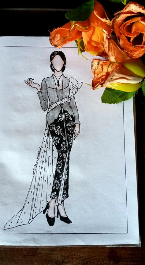 Manhwa Reference, Indonesian Kebaya, Model Sketch, Nature Art Drawings, Clothing Model, Batik Art, Dress Art, Art Diary, Illustration Fashion Design