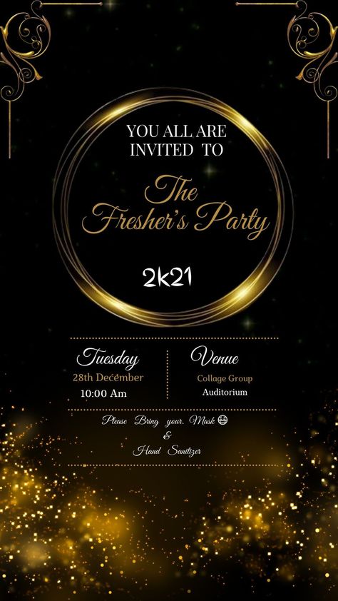 Freshers Welcome Poster, Freshers Party Card Ideas, Invitation For Freshers Party, Fresher Party Invitation Card, College Freshers Party Invitation Card, Freshers Party Poster Design, Invitation Card For Freshers Party, Freshers Party Name Ideas, Freshers Party Invitation Card Handmade