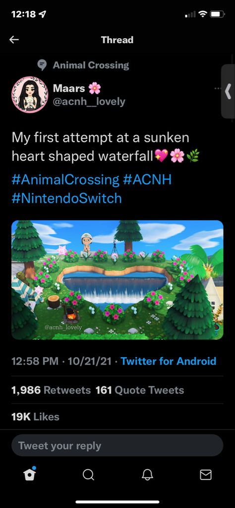 Waterfall Ideas Animal Crossing, Acnh Heart Waterfall, Fairycore Acnh, Cabins In The Woods, Animal Crossing, Landscaping, Heart Shapes, The Neighbourhood, Animals