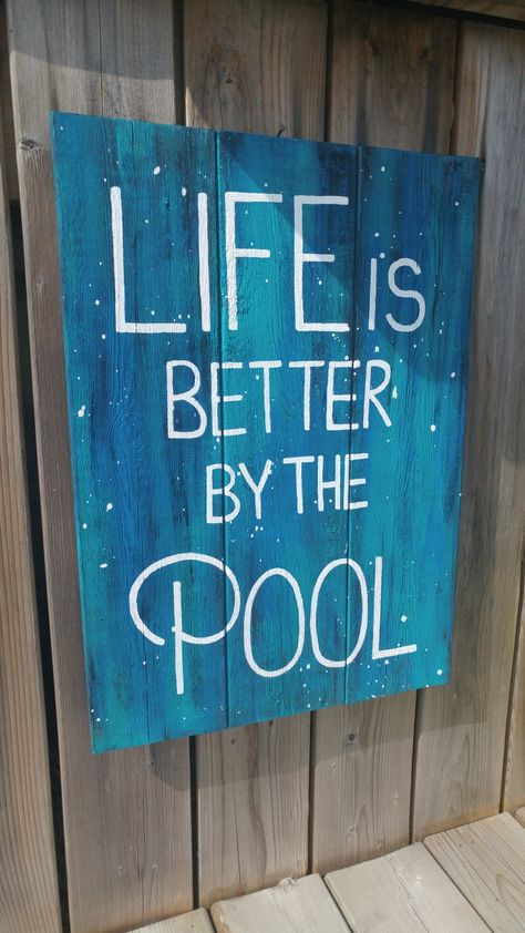 Diy Pool Decor Ideas Backyard, Diy Pool Signs Decor, Above Ground Pool Deck Decorating Ideas, Pool Bathroom Ideas Decor, Diy Pool Decor Ideas, Inground Pool Deck Decorating Ideas, Pool Side Decorating Ideas, Pool Signs Outdoor, Pool Signs Diy