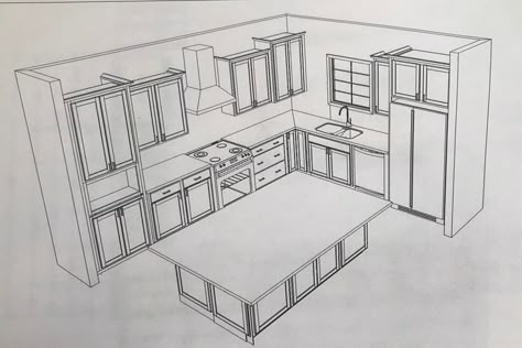 Kitchen Layout Plans With Island, Kitchen Blueprints, Small Kitchen Floor Plans, Kitchen Appliances Layout, Small Kitchen Design Layout, Kitchen With An Island, Kitchen Layouts With Island, Home Inspo Cozy, Kitchen Layout Plans