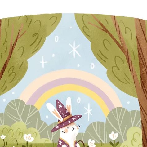 Mimi Purnell | Illustrator on Instagram: "Maybe the Easter bunny is a little wizard rabbit who lives in the forest and collects flowers in their free time 😊🐰♥ I drew this scene for my illustration club over on Patreon where each month I share a prompt and we all work toward creating a final illustration from that prompt. Join any tier on my Patreon to access the club! This drawing is also for the first prompt of the lovely #springcreativitychallenge which is 'rabbits'. It's such a lovely cha 2023 Rabbit Illustration, Bunny Easter Illustration, Rabbit Christmas Illustration, Spring Forest Illustration, Rabbit Forest Illustration, Easter Scene, Sweet Illustration, The Easter Bunny, Illustrators On Instagram