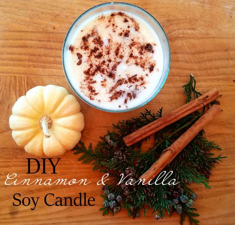 DIY Autumn Cinnamon-Vanilla Soy Candle♥ | Shelby&Blush Cinnamon And Vanilla Candle, Cinnamon Spice Vanilla Candle, Soy Wax Melts Diy, Diy Cinnamon Candle, Cinnamon Stick Candle, Candle Making Recipes, Diy Cinnamon, Homemade Soy Candles, Diy Wax Melts