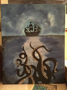 … Trippy Octopus Painting, Giant Painting Ideas, Octopus Painting Acrylic Easy, Bathroom Painting Ideas Canvas, Giant Canvas Painting Ideas, Painting Octopus, Resin Art Canvas, Giant Octopus, Octopus Painting