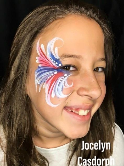 Patriotic Makeup, Firework Art, July Inspiration, July Makeup, 4th Of July Makeup, Face Painting Tips, Fireworks Art, Dragon Birthday Parties, Homecoming Week