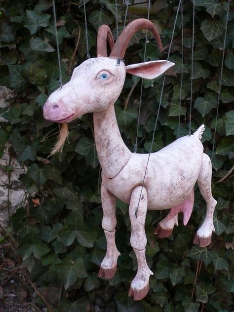 Marionettes Puppets, Puppetry Arts, Wooden Puppet, Goat Art, Art Through The Ages, Puppet Theatre, Toy Theatre, Cardboard Toys, Marionette Puppet