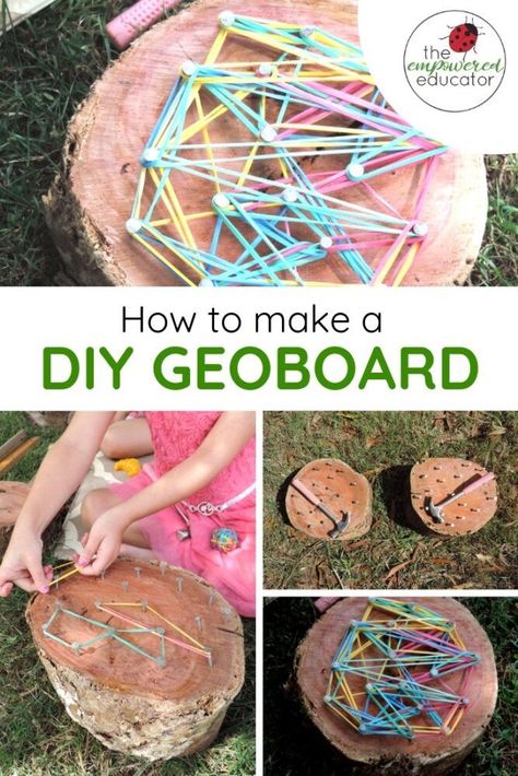 Diy Geoboard, Outdoor Maths, Fine Motor Play, Forest School Activities, Fine Motor Activities For Kids, Outdoor Play Areas, Nature School, Outdoor Education, Outdoor Classroom