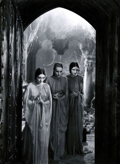 Dorothy Tree, Geraldine Dvorak, and Cornelia Thaw as Dracula’s brides in Dracula (1931), directed by Tod Browning. Dracula 1931, Dracula's Brides, Horror Vintage, Bela Lugosi, Film Horror, Famous Monsters, Three Women, Retro Horror, Classic Horror Movies