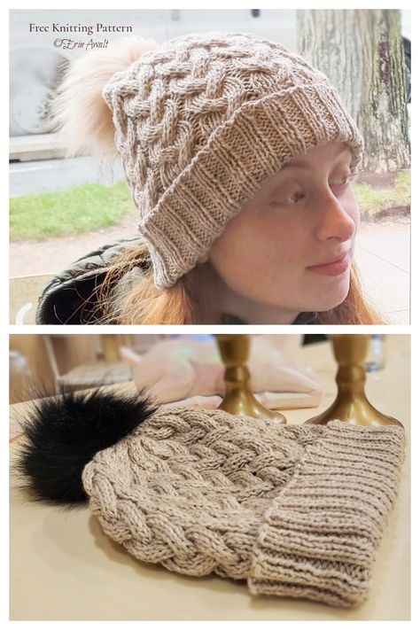 Simple Braided Hat Free Knitting Pattern - Knitting Pattern Knit Hat Pattern Free Worsted, Mens Knitted Hat Patterns Free, Winter Knit Brimmed Hats, Knitted Hat Patterns Free, Mens Knitted Hat, Simple Knit Hat With Aran Yarn, Brioche Knit Hat Free Pattern, Free Brioche Knit Hat Patterns, Flat Knit Cable Hat Pattern Free