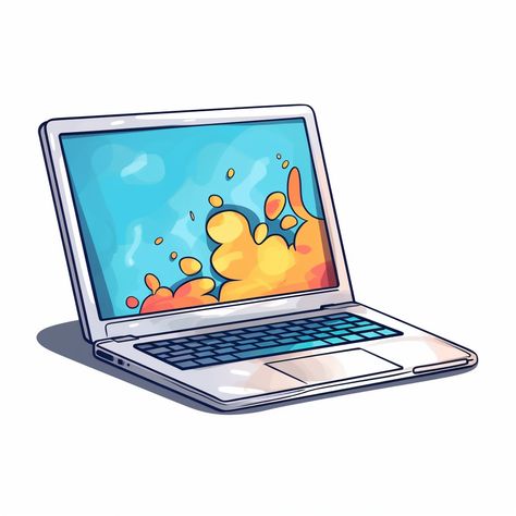 Computer Digital Art, Computer Illustration Art, Laptop Drawing Aesthetic, Laptop Illustration Vector, Computer Vector Illustration, Laptop Illustration Art, Computer Cartoon Images, Technology Art Illustration, Computer Art Drawing