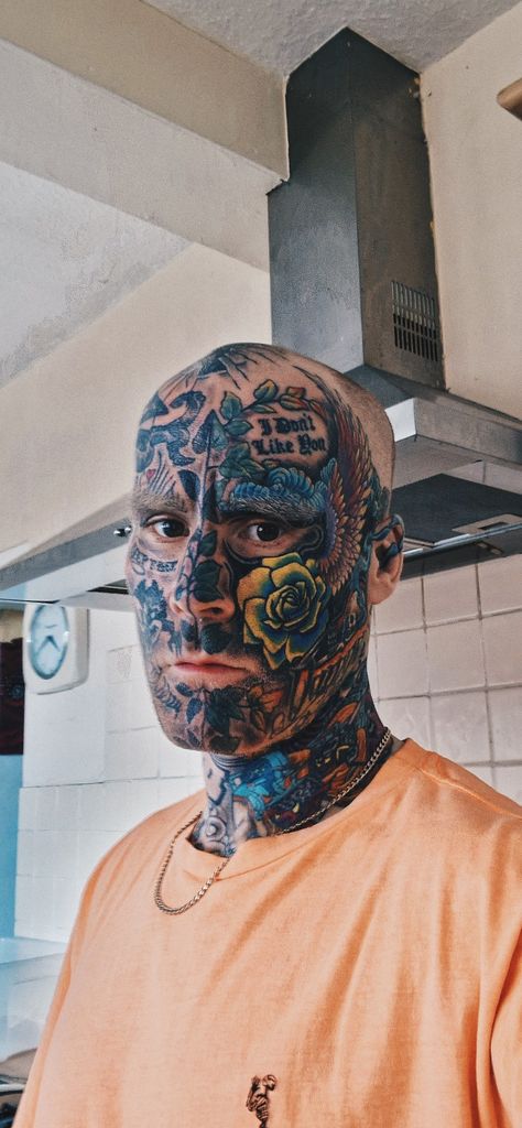 Still [ Full Picture ] Tatted Men, Tattooed Men, Tattoos Men, Mask Tattoo, Full Picture, Face Tattoos, Full Face Mask, Head Tattoos, Face Tattoo