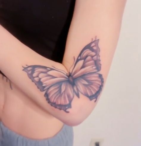 Purple Tattoo Ink, Ojo Tattoo, Purple Butterfly Tattoo, Luck Tattoo, Purple Tattoos, Scorpio Tattoo, Elbow Tattoos, Mom Tattoos, Dope Tattoos