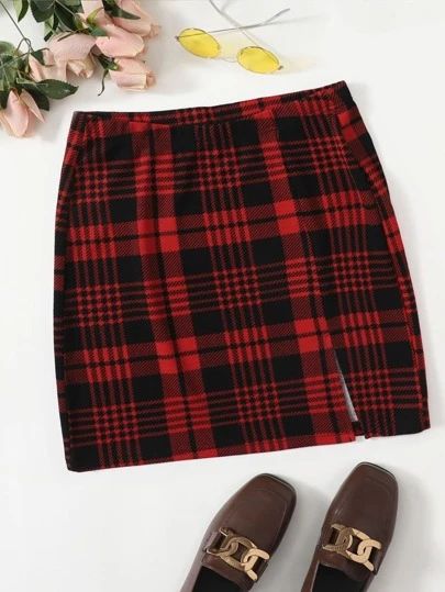 Black Plaid Skirt Outfit, Black Plaid Skirt, Pu Skirt, Red Plaid Skirt, School Uniform Fashion, Pu Leather Skirt, Holiday Skirts, Casual Skirt Outfits, Women Skirts