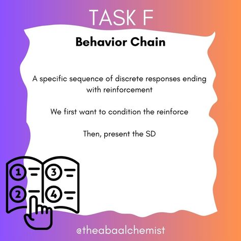 There are 3 types of Behavior chains -Forward chaining -Backward chaining -Total Chaining #behavioranalyst #behavioranalystlife #rbtexam #bcbastudy #bcbastudying Backward Chaining, Behavior Analyst, No Response