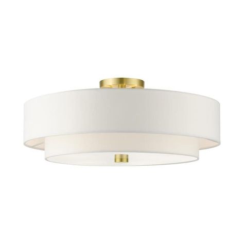 Livex Lighting Meridian 22-in Satin Brass Transitional Incandescent Semi-Flush Mount Light in the Flush Mount Lighting department at Lowes.com Hall Light Fixture, Brass Semi Flush Mount Light, Modern Kitchen Pendants, Hallway Ceiling Lights, Semi Flushmount, Hallway Light Fixtures, Mcm Furniture, Semi Flush Lighting, Light Fixtures Flush Mount