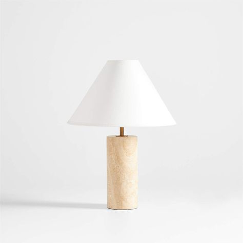 Travertine Is the Next Surface Du Jour | Architectural Digest Travertine Table Lamp, Travertine Lamp, Travertine Table, Natural Wood Table, Stone Lamp, Modern Mediterranean, Apartment Items, Travertine Floors, Zen Decor