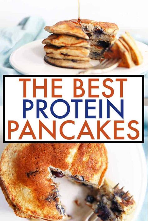 I used Truvani protein powder and these turned out super cakey. They were yummy. Best Protein Pancakes, Easy Family Breakfast, Ham And Egg Cups, Healthy Protein Pancakes, Protein Powder Pancakes, Cheesy Scrambled Eggs, Family Breakfast Recipes, Protein Pancakes Recipes, Protein Pancake Mix