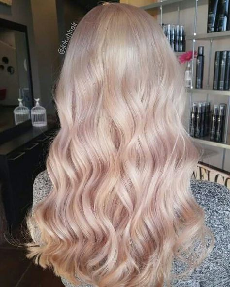 #softpinkhair #translucentpink #wavyhair #paselhair #pastelpink #blondehair #platinumhair #whitehair #paulmitchellcolor #pink #hair Soft Pink Blonde Hair, Light Blonde Pink Hair, Champagne Blonde Hair Rose Gold, Milk Pink Hair, Pink Toned Blonde Hair, Platinum Pink Hair, Pinky Blonde, Pink Silver Hair, Blonde Pink Hair