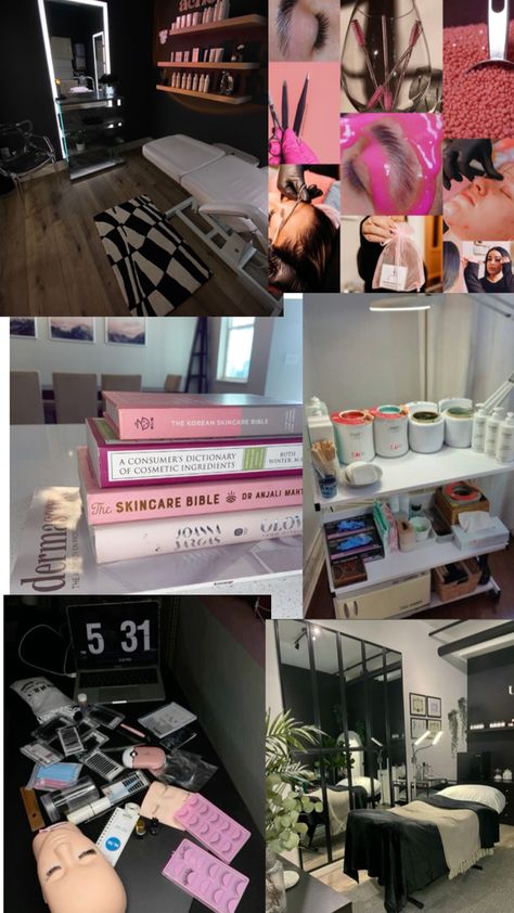 Esthetician Vision Board, Spa Room Ideas Estheticians, Beauty School Cosmetology, Facial Esthetics, Lash Room Ideas, Esthetician Inspiration, Esthetician School, Home Beauty Salon, Esthetician Room Decor