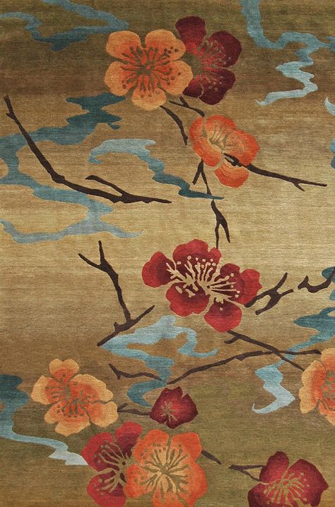 Kimono Gold, Botanical Rug, Tibetan Rugs, Rug Studio, Gold Rug, Japanese Textiles, Art Japonais, Rug Company, Japanese Patterns