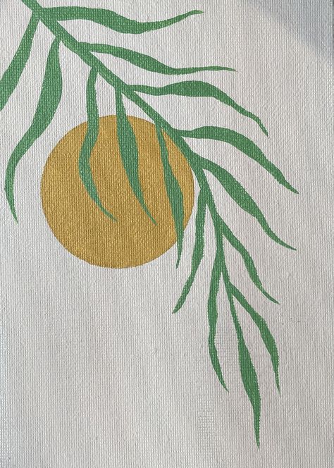 Green Simple Painting, Easy Plant Painting Ideas, Plant Painting Simple, Simple Green Painting, Easy Plant Drawings, Basic Painting Ideas, Easy Plant Painting, Boho Plant Painting, Minimalistic Painting Ideas