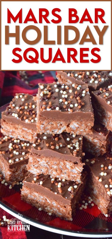 Mars Bars Rice Krispies Squares, Pb Marshmallow Squares, Quick Squares Recipes, Mars Bars Squares, Christmas Bars And Squares, Holiday Bar Recipes, Mars Bar Squares, Holiday Squares, Holiday Cooking Christmas