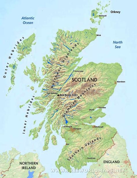 Scotland map Scotland Map Tattoo, Scotland Scenery, Scotland Mountains, Map Of Scotland, Inverness Scotland, Forest Map, Scotland Travel Guide, Geographical Features, Scotland Landscape