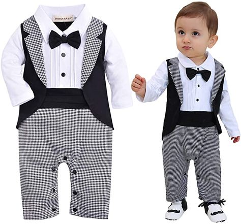 Jumpsuit Wedding Outfit, Formal Boys Outfit, Jumpsuit Wedding, Boys Tuxedo, Wedding Jumpsuit, Baby Boy Romper, First Birthday Outfits, Romper Jumpsuit