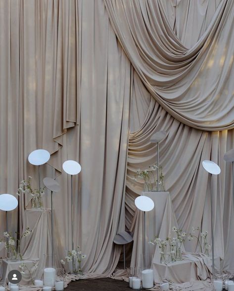 Green Backdrop For Wedding, Dramatic Draping Wedding, Fabric Draping Backdrop, Drapery Decor Wedding, Classy Photo Backdrop, Draped Room Wedding, Drapes Decoration Backdrops, Draped Photo Backdrop, Wedding Photo Backdrop With Couch