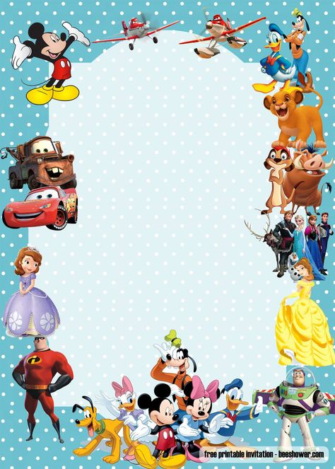 FREE Disney baby shower invitations Templates | Download Hundreds FREE PRINTABLE Birthday Invitation Templates Disney Theme Invitations Birthday, Disney Invitations Templates, Disney Baby Shower Invitations, Disney Themed Party, Printable Mickey Mouse, Baby Shower Invitations Templates, Disney Birthday Card, Mickey Mouse Crafts, Mouse Images