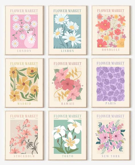 Amazon.com: Flower Market Posters Set of 9, Minimalist Flower Market Wall Art Prints, Danish Pastel Room Decor Aesthetic, Vintage Flower Pictures Wall Decor, Abstract Canvas Floral Painting for Bedroom, Living Room, Dorm, Bathroom,Gallery|Unframed 8"x10": Posters & Prints Flower Market Posters, Danish Pastel Decor, Dorm Wall Decor, Flower Market Poster, Posca Art, Flower Room, Pictures Wall, Dorm Walls, Pastel Room