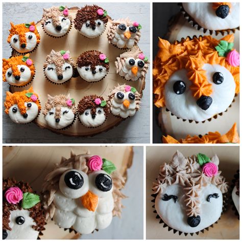 Woodland Cupcake Cake, Animal Birthday Cupcakes, Rave Cupcakes, Diy Woodland Cupcakes, Wilderness Cupcakes, Woodland Baby Shower Cupcakes, Winter Woodland Cupcakes, Woodland Theme Cupcakes, Woodlands Cupcakes