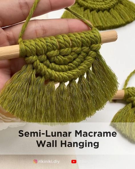 Semi-Lunar Macrame Wall Hanging [Video] | Macrame, Macrame wall hanging, Macrame knots pattern Semi Lunar Macrame Diy, Semi Lunar Macrame Wall Hanging, Ideas For Macrame, Semi Lunar Macrame, Crafts Using Sticks, Macrame Stick Wall Hanging, Macrame 2 Strand, Macrame 3mm Diy, Macrame Wall Hanging Videos