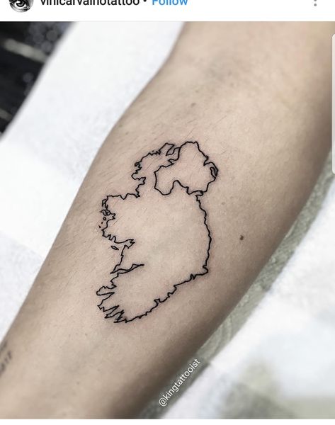 Outline Of Ireland Tattoo, Map Of Ireland Tattoo, Ireland Map Tattoo, Ireland Outline Tattoo, Cornwall Tattoo Ideas, Tattoos Ireland, Ireland Tattoo Ideas, Ireland Tattoos, Max Tattoo